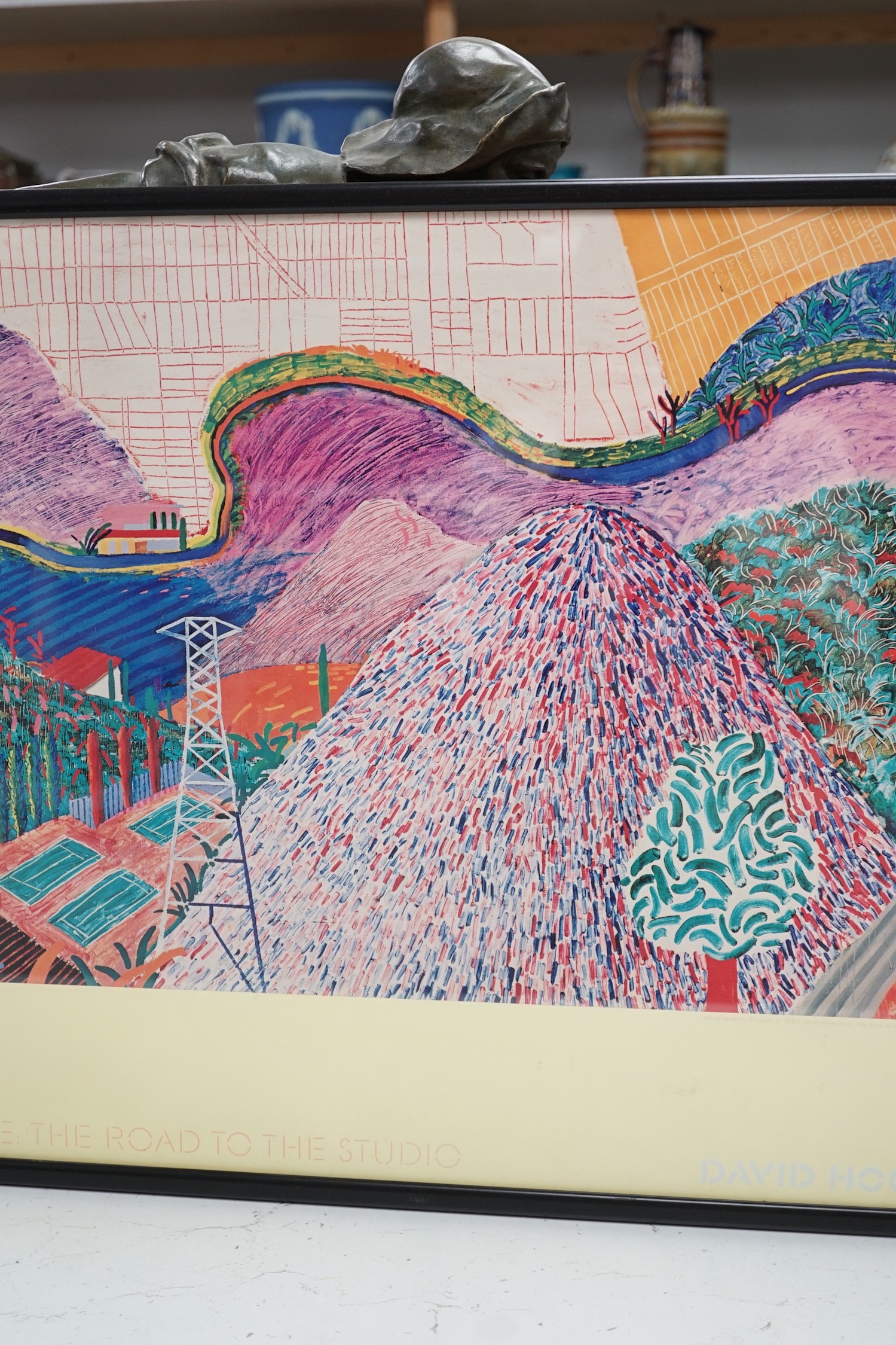 David Hockney, colour poster, 'Mulholland Drive, The Road to the Studio' Exhibition, 42 x 96cm